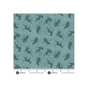 Charmed Fabric, Whiskers, Teal | 