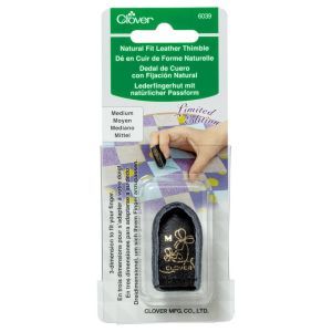 Clover Black Natural Fit Leather Thimble: Medium | 