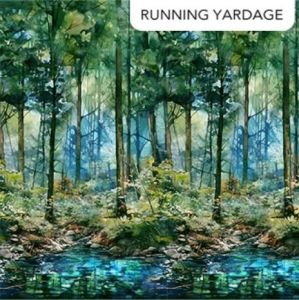 Serenity Springs fabric, Full Width Border, Green/Multi |