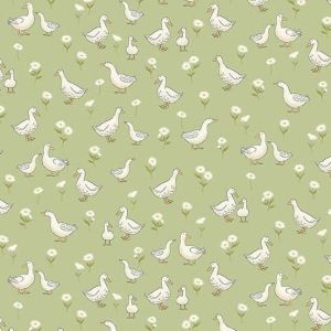 Little Ones Fabric: Ducks, Green | 
