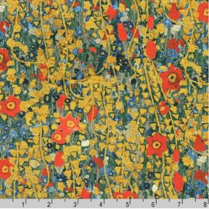Gustav Klimt fabric: Flower Field, Rose | 