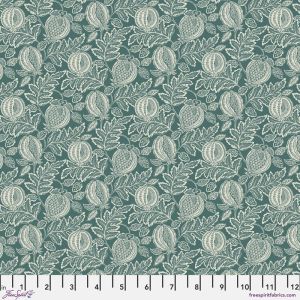 Caspian fabric, Tonal Canteloupe, Teal | 