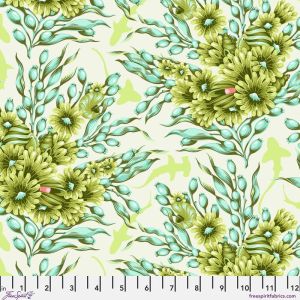 Floral Reef fabric, Shadow Sharks, Seagrass | 
