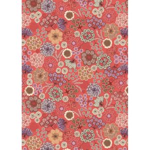 Jardin d'Automne fabric: Large Autumn Floral on Warm Red | 