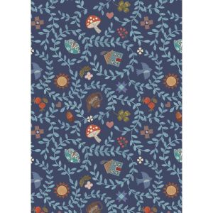 Cosy Home fabric: Cosy Home on Dark Blue | 