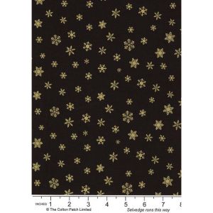 Holiday Metallics fabrics: Gold Metallic Snowflakes, Black |