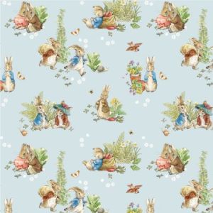 Peter Rabbit and Benjamin Bunny fabric: Main, Blue | 