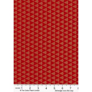 Holiday Metallics fabrics: Gold Metallic Lined Christmas Trees, Red |