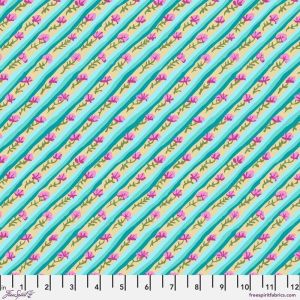 Kaffe Fassett Fabric Diagonal Poppy, Duck Egg | 