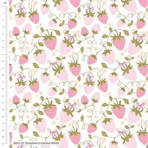 Sweet Blooms fabric: Strawberry Garden, White | 