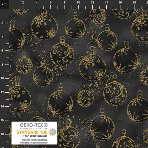 Christmas Wonders fabric: Petit Cristal, Baubles Grey | 