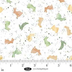 Spring Serenade Fabric: Bunny Silhouettes, White | 