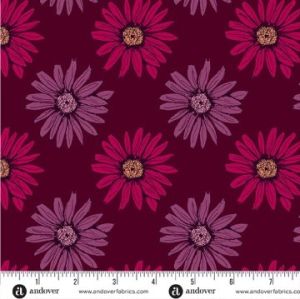 Mystic Meadow fabric, Big Daisy, Red | 