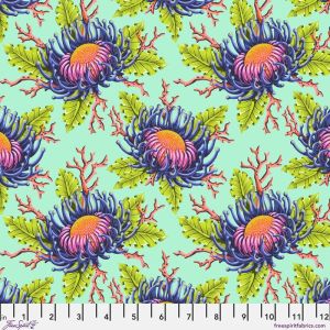 Floral Reef fabric, Friends and Anemones, Seafoam | 