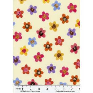 Whisker Wonderland fabric: Kitty Flowers, Cream |
