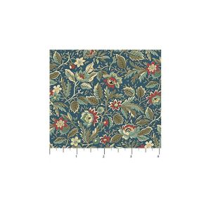 Manoir Antiques Roadshow fabric: Packed Floral, Teal Multi | 