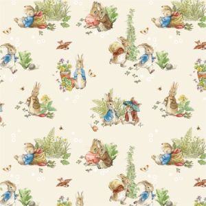 Peter Rabbit and Benjamin Bunny fabric: Main, Cream | 