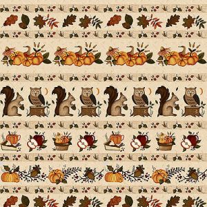 Hello Fall Fabric: Border Stripe Cream (per 1/4 metre) | 