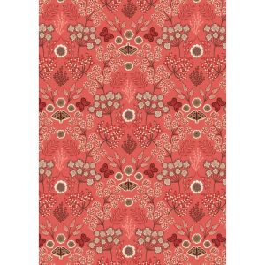 Jardin d'Automne fabric: Large Floral Butterfly on Autumnal Red | 
