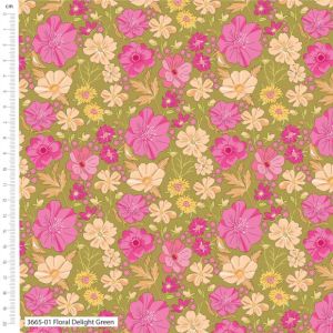 Sweet Blooms fabric: Floral Delight, Green | 
