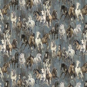 Pedigree Fabric, Horses, Charcoal | 