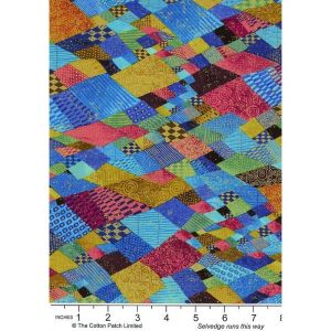 Symbolism fabric, Metallic Crazy Quilt, Multi | 