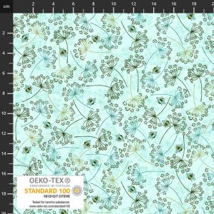 Botanicals fabrics: Magic Grows, Puff Flower, Turquoise | 
