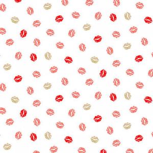 Pamper Fabric: Lips White (per 1/4 metre) | 