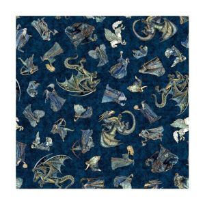 Folklore fabrics: Medieval Character Toss, Blue | 