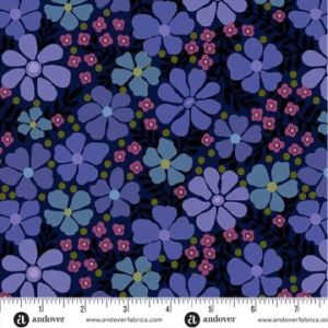 Mystic Meadow fabric, Packed Floral, Blue | 