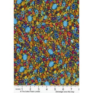 Symbolism fabric, Metallic Geo Floral, Navy | 