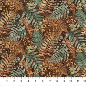 Rooted fabric: Ferns, Brown | 