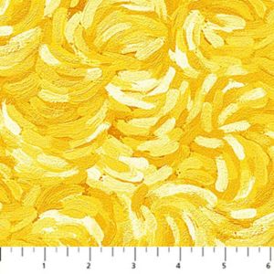 Starry Night fabric: Brushstrokes, Yellow | 