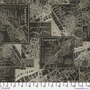 Eclectic Elements Palette fabrics, Charcoal Map | 