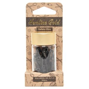 Hemline Gold Assorted Safety Pins Black |