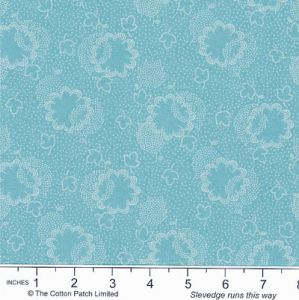 Dutch Heritage fabric: Two Tone Floral Leaf Lake (per 1/4 metre) | 