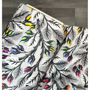 Tula Pink Graywork, Best Buds, Fog Extra Wide Quilt Back Fabric | 