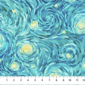 Starry Night fabric: Night Sky, Teal/Multi | 