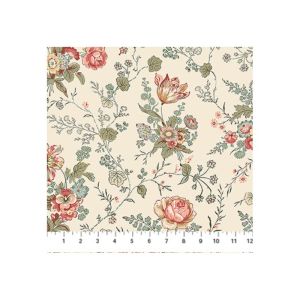 Manoir Antiques Roadshow fabric: Large Floral Trail, Cream Multi | 