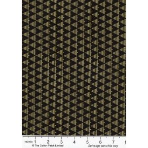 Holiday Metallics fabrics: Gold Metallic Lined Christmas Trees, Black |