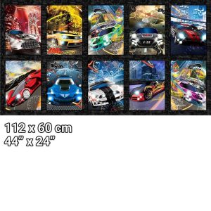 Just for Fun fabric: Fast and Wild, Sports Cars Block Panel 60cm | 