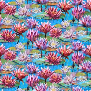 Lotus fabric: Lotus, Blue | 