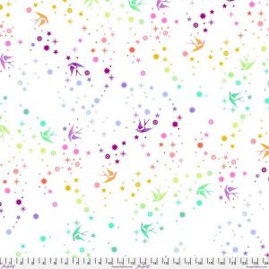Tula Pink Minky, Fairy Dust, White 58" Wide fabric | 