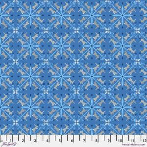 Backyard Wonder fabric: Racing Rabbits, Blue | 