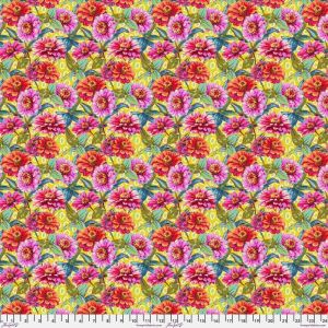 Festival Fabric: Small Zinnias, Green |