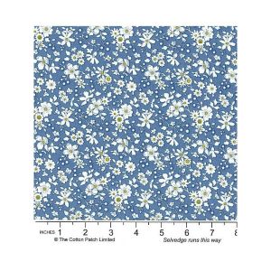 Liberty Flower Show fabric, Maddsie Silhouette, Blue | 