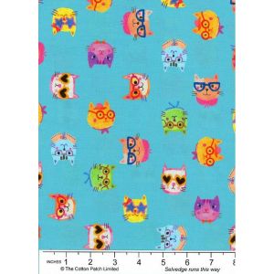 Whisker Wonderland fabric: Cats in Glasses, Pool |