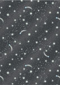 Space Glow Fabric Glow Stars on Dark Grey (Glow in the Dark) Lewis and Irene | 