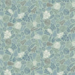 Driftwood fabric, Shells, Green | 