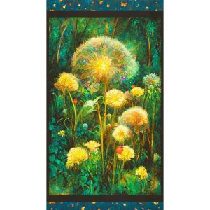 Night Fable fabric: Garden Dandelion Panel 60cm |